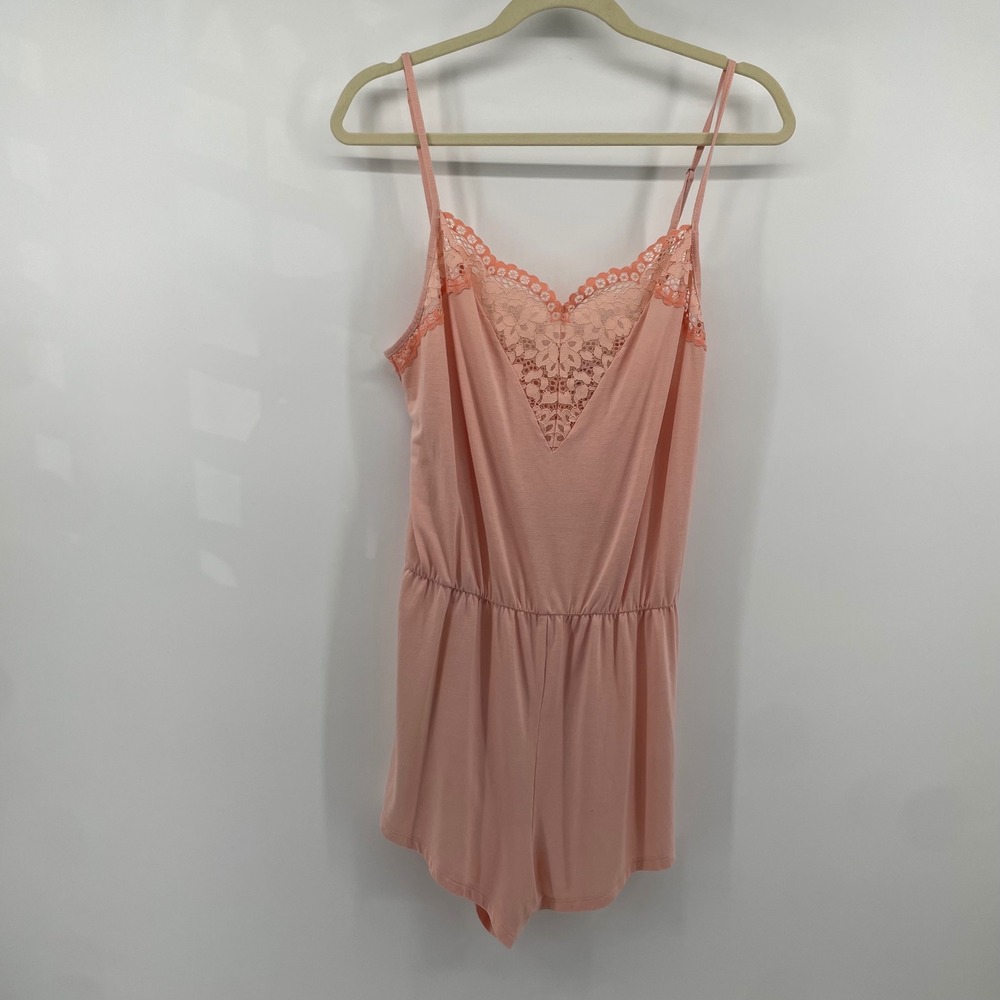 Victoria's Secret Romper Women Large Pink Lace Trim Sleepwear Teddy‎ Loungewear